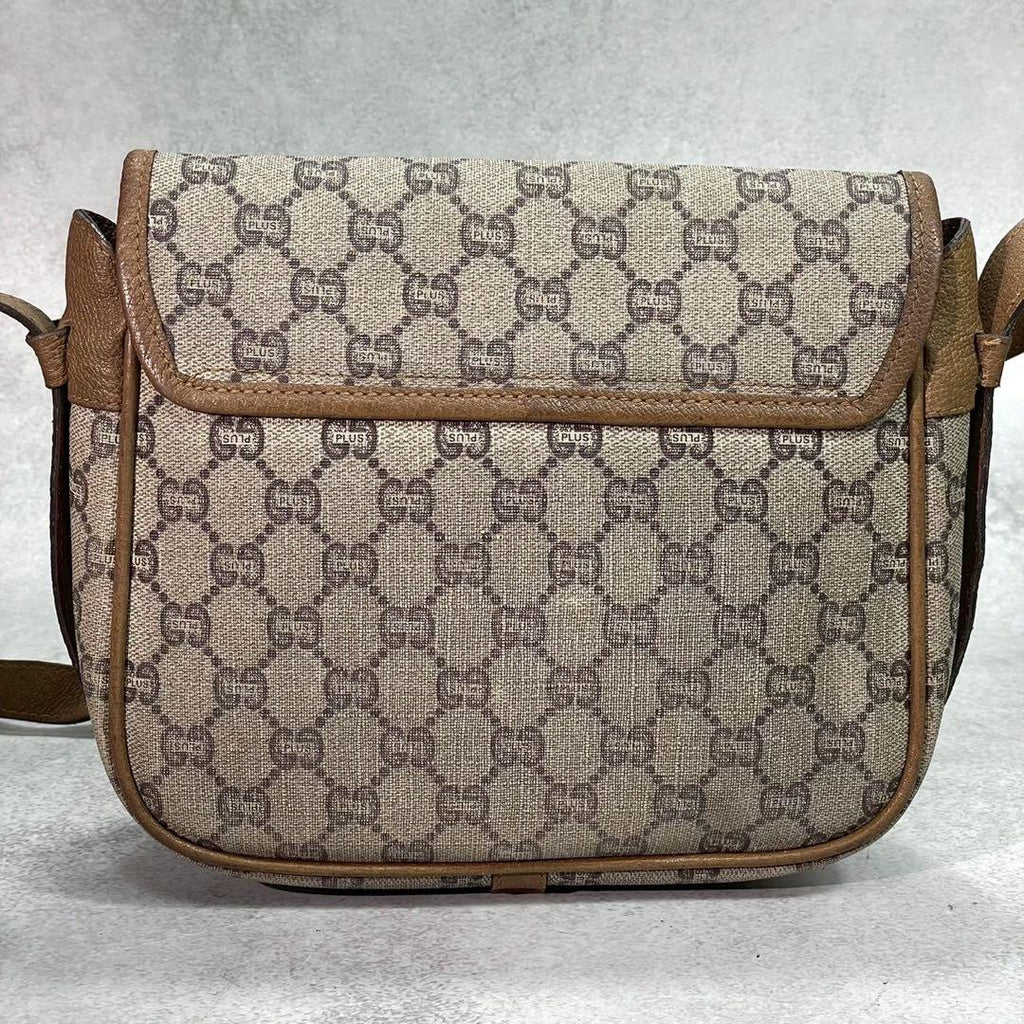 Gucci GG Shoulder Bag Brown Beige Leather Logo — view 3