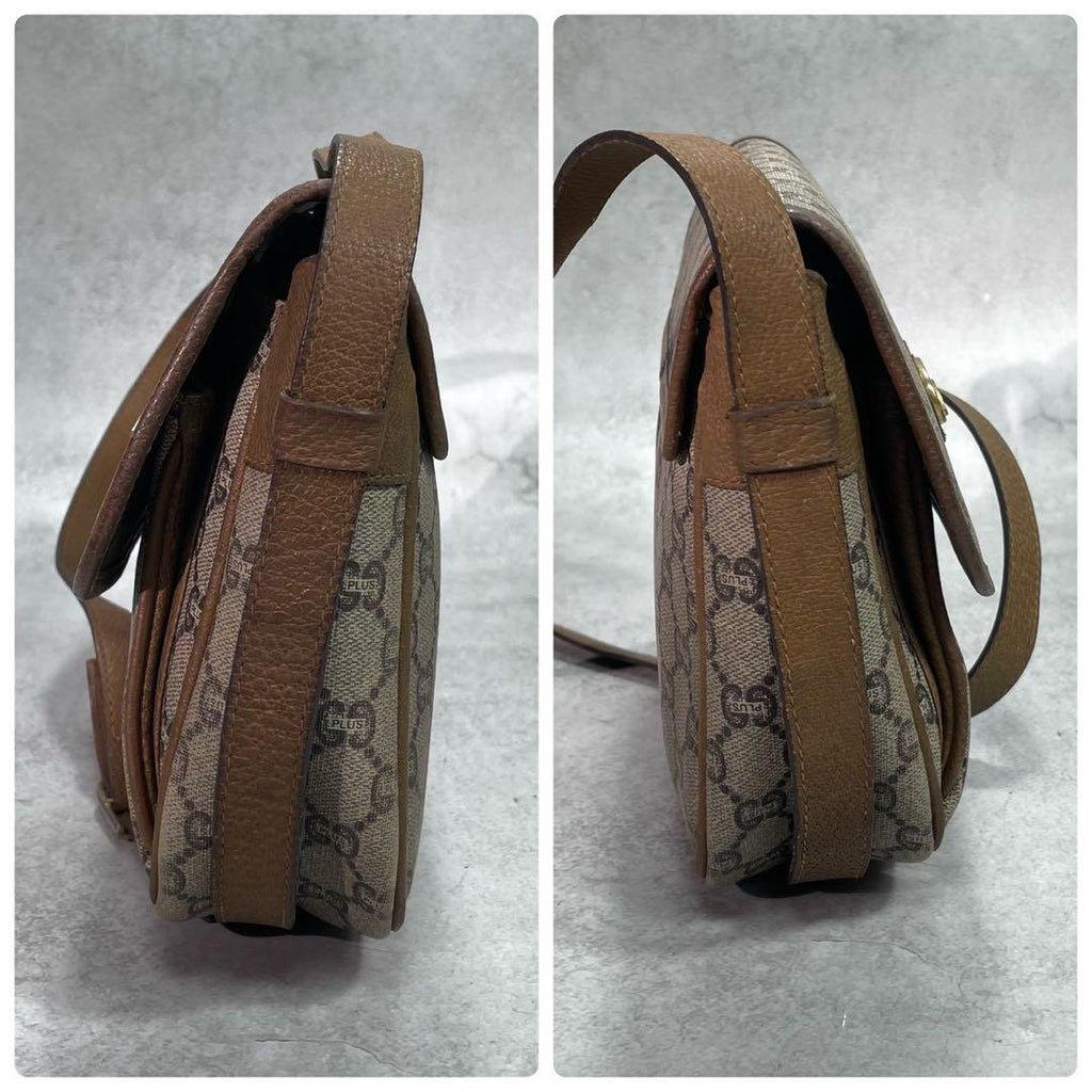 Gucci GG Shoulder Bag Brown Beige Leather Logo — view 7
