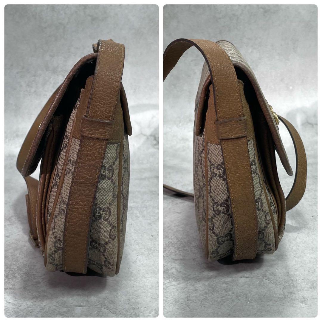 Gucci GG Shoulder Bag Brown Beige Leather Logo — view 7