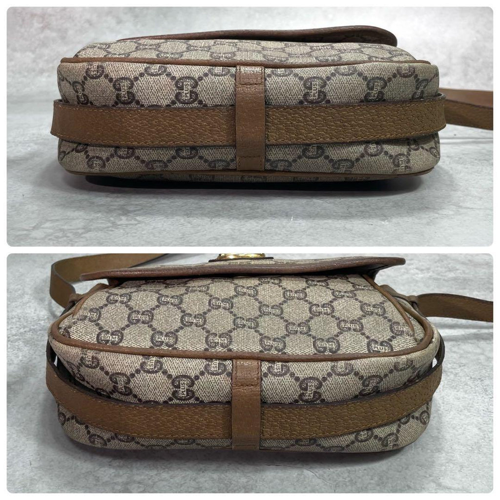 Gucci GG Shoulder Bag Brown Beige Leather Logo — view 8