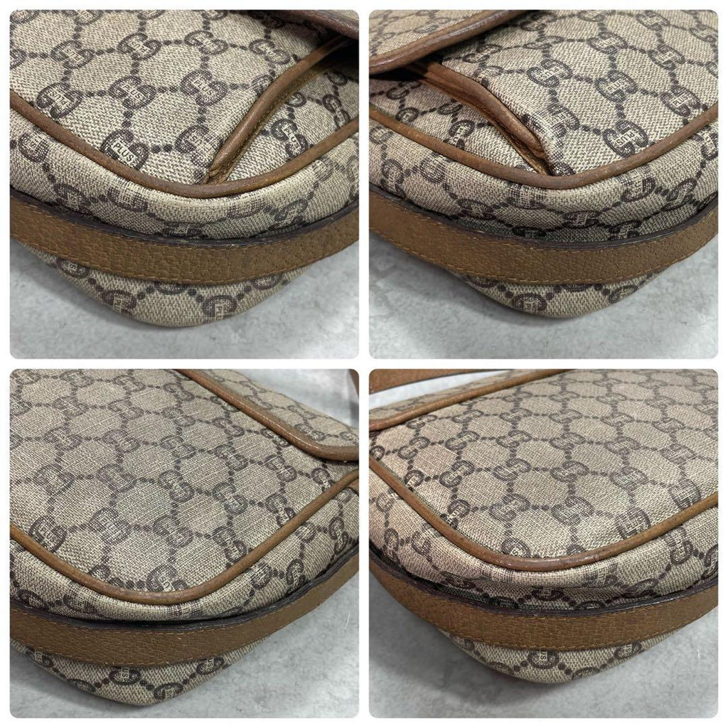 Gucci GG Shoulder Bag Brown Beige Leather Logo — view 9