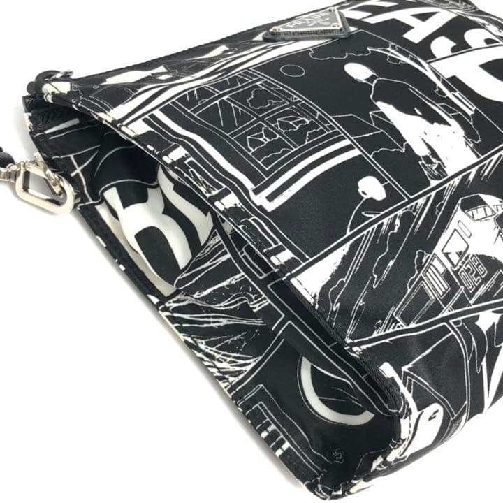 Prada Clutch Bag Pouch Comic Pattern Black and White Monotone — view 3