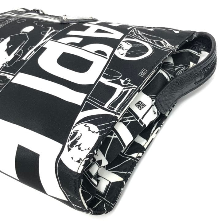 Prada Clutch Bag Pouch Comic Pattern Black and White Monotone — view 4