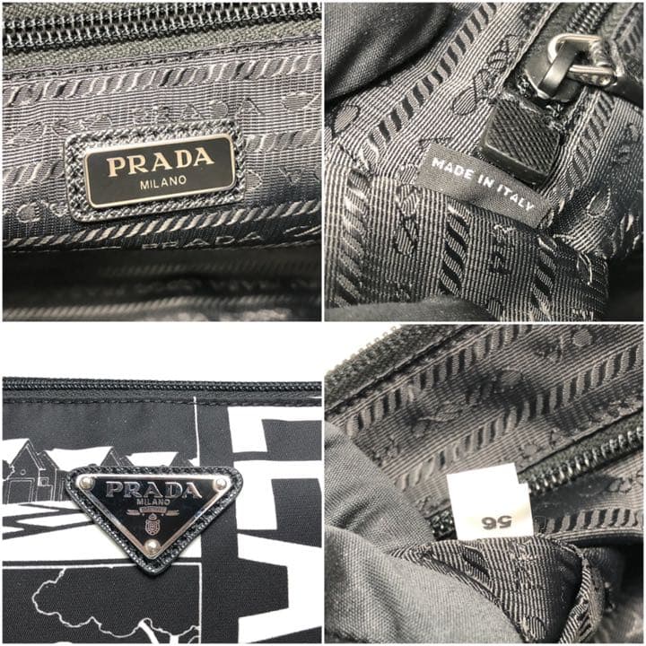 Prada Clutch Bag Pouch Comic Pattern Black and White Monotone — view 9