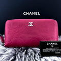Chanel Wallet Camellia Embossed Zip Around