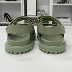 Christian Dioract Leather Logo Sandals Green — view 5