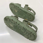 Christian Dioract Leather Logo Sandals Green — view 6