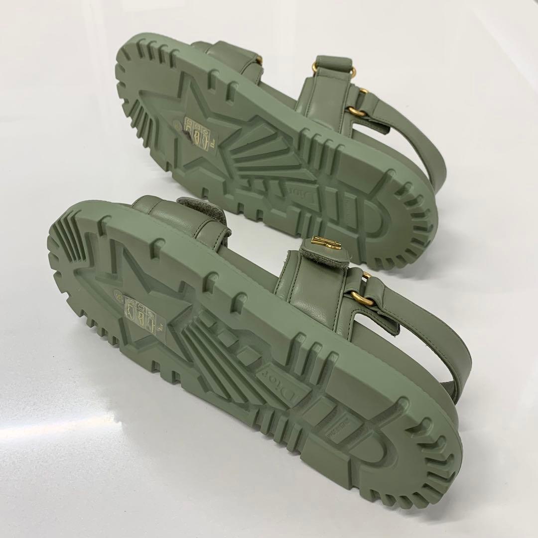 Christian Dioract Leather Logo Sandals Green — view 6