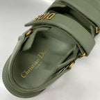 Christian Dioract Leather Logo Sandals Green — view 7