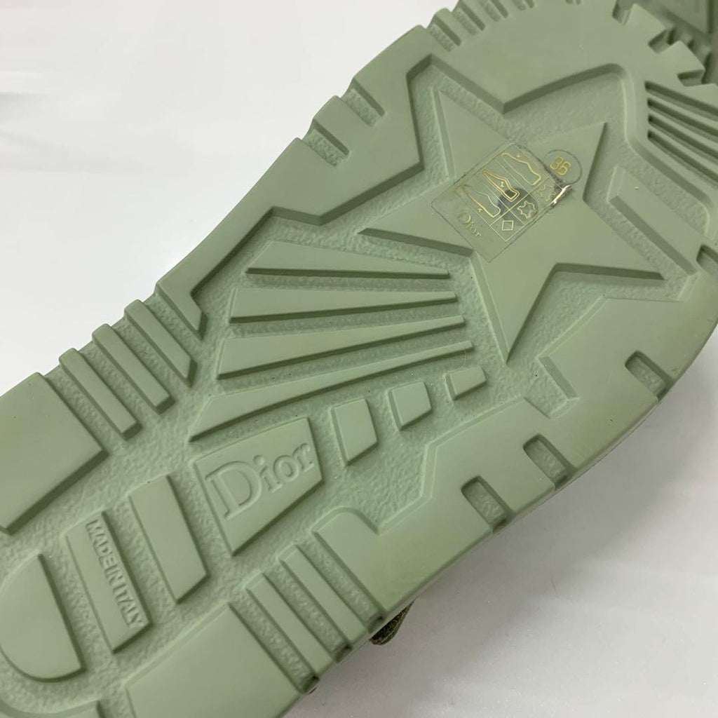 Christian Dioract Leather Logo Sandals Green — view 8