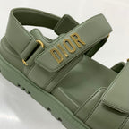 Christian Dioract Leather Logo Sandals Green — view 9