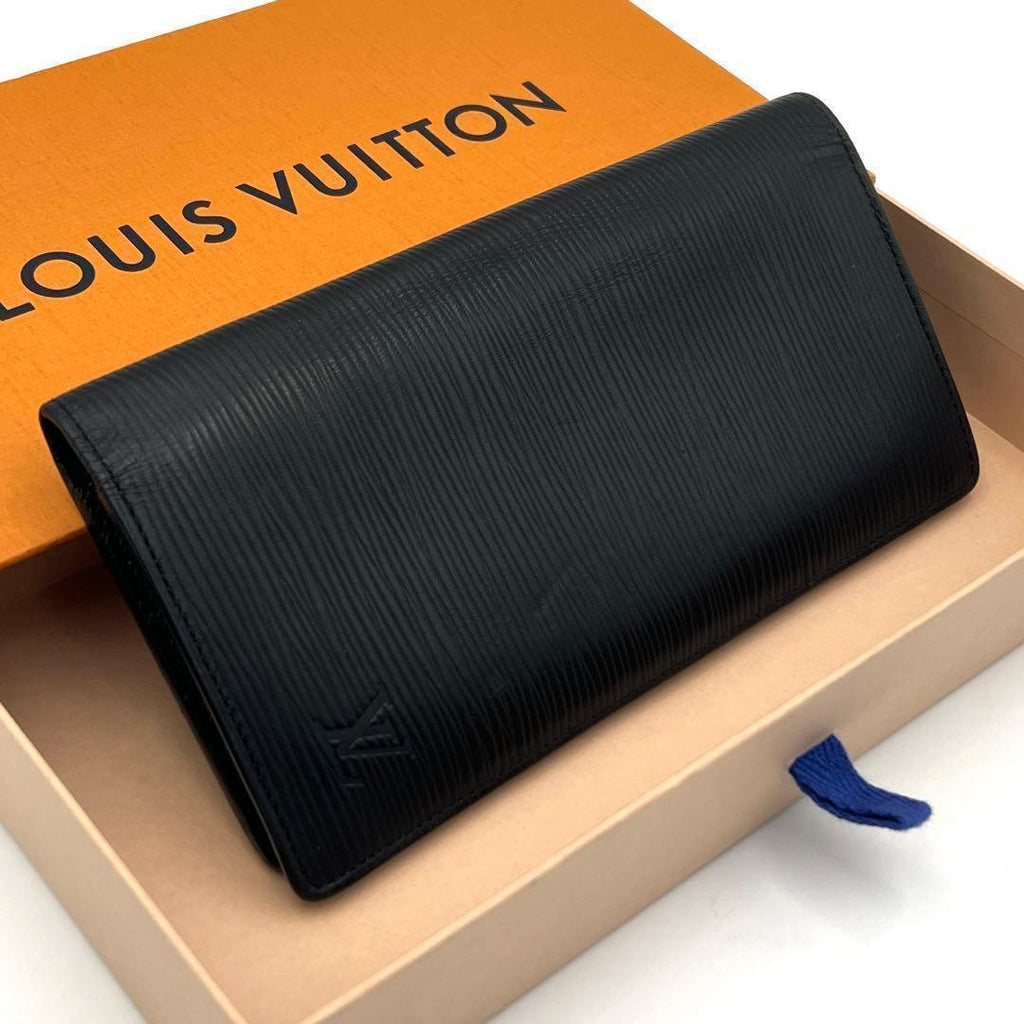 Louis Vuitton Epi Portefeuille Brazza Wallet Black Business