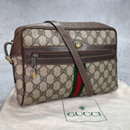 Gucci GG Sherry Line Shoulder Bag Brown Leather
