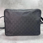 Gucci GG Shoulder Bag Black Leather Logo Canvas — view 3