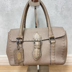 Fendi Selleria Linda Leather Handbag Beige Gray — view 2