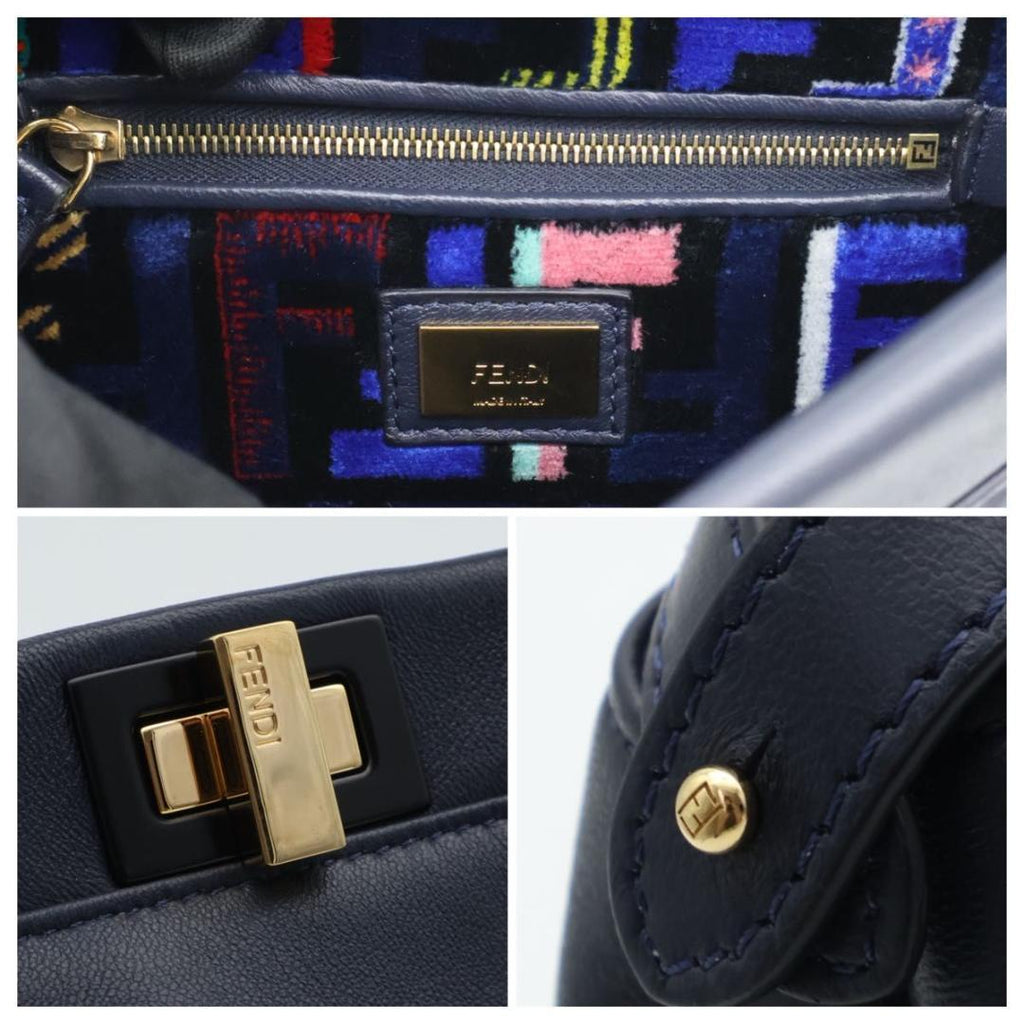 Fendi Mini Peekaboo Handbag Dark Blue — view 9