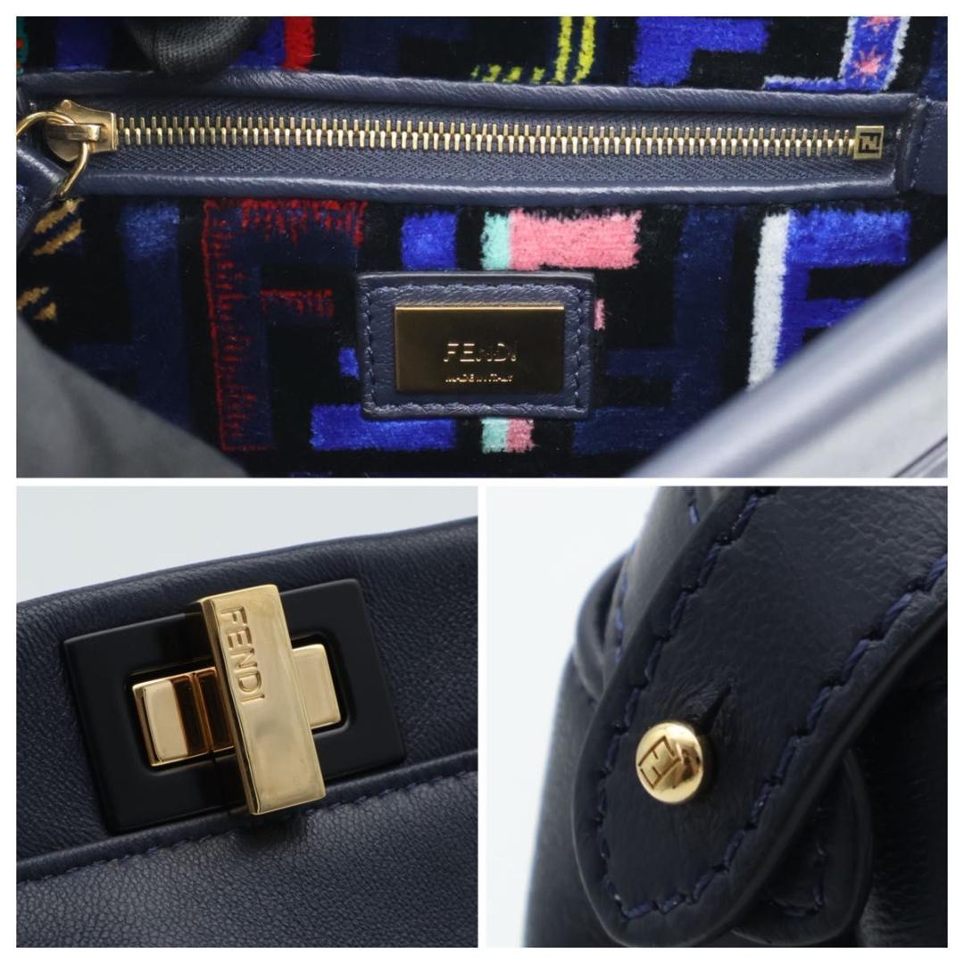 Fendi Mini Peekaboo Handbag Dark Blue — view 9