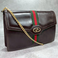 Gucci GG Sherry Line Shoulder Bag Leather Brown