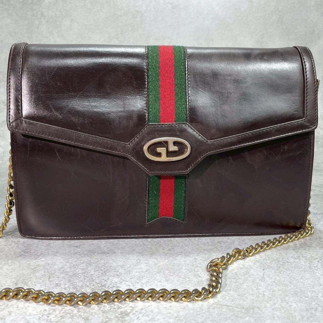 Gucci GG Sherry Line Shoulder Bag Leather Brown — view 2