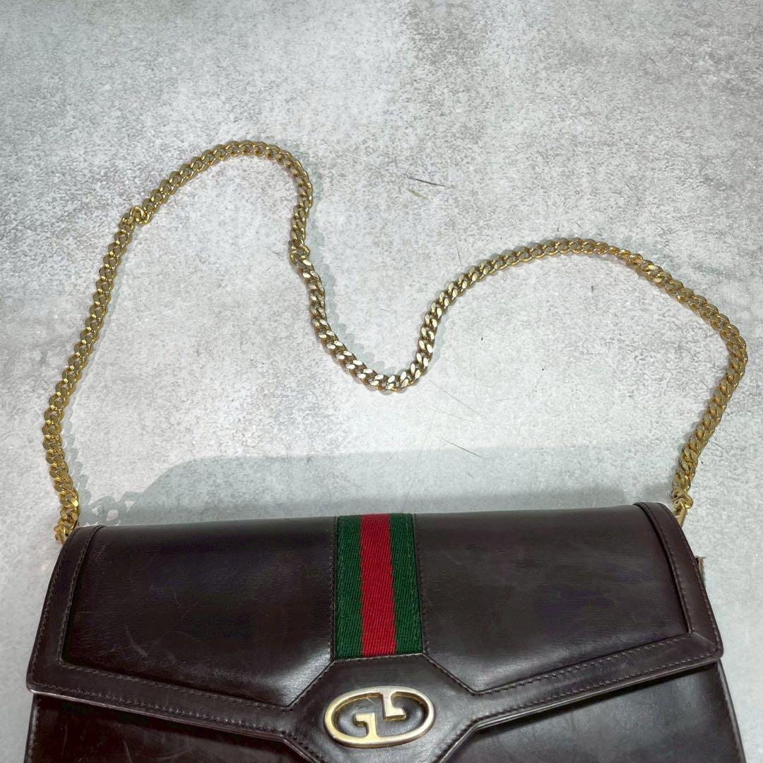 Gucci GG Sherry Line Shoulder Bag Leather Brown — view 4