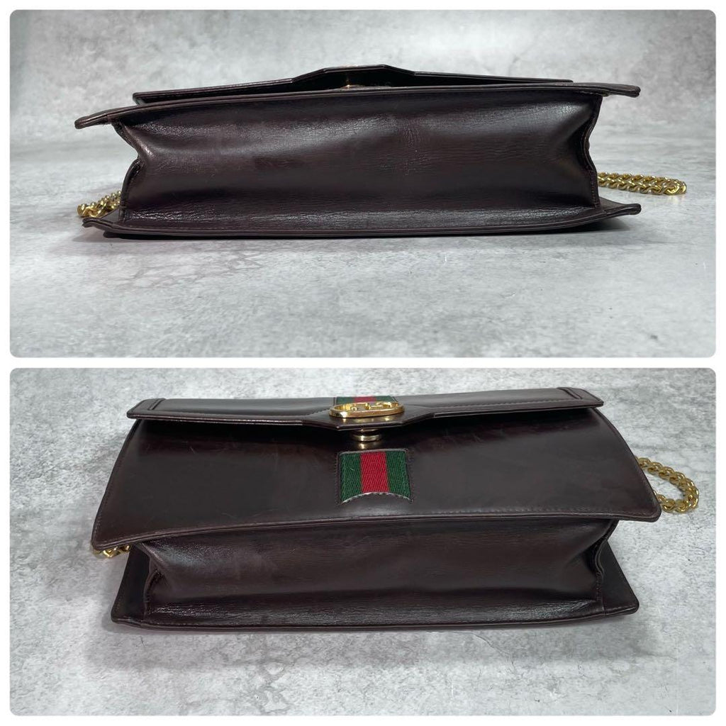 Gucci GG Sherry Line Shoulder Bag Leather Brown — view 8