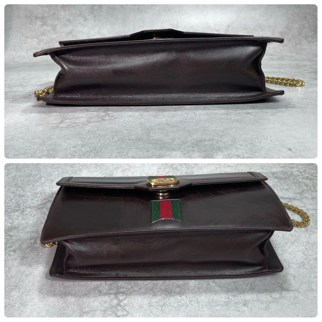 Gucci GG Sherry Line Shoulder Bag Leather Brown — view 8