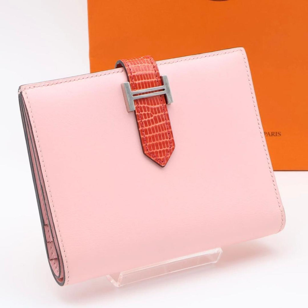 Hermes Bearn Compact Touch Pink Bifold Wallet