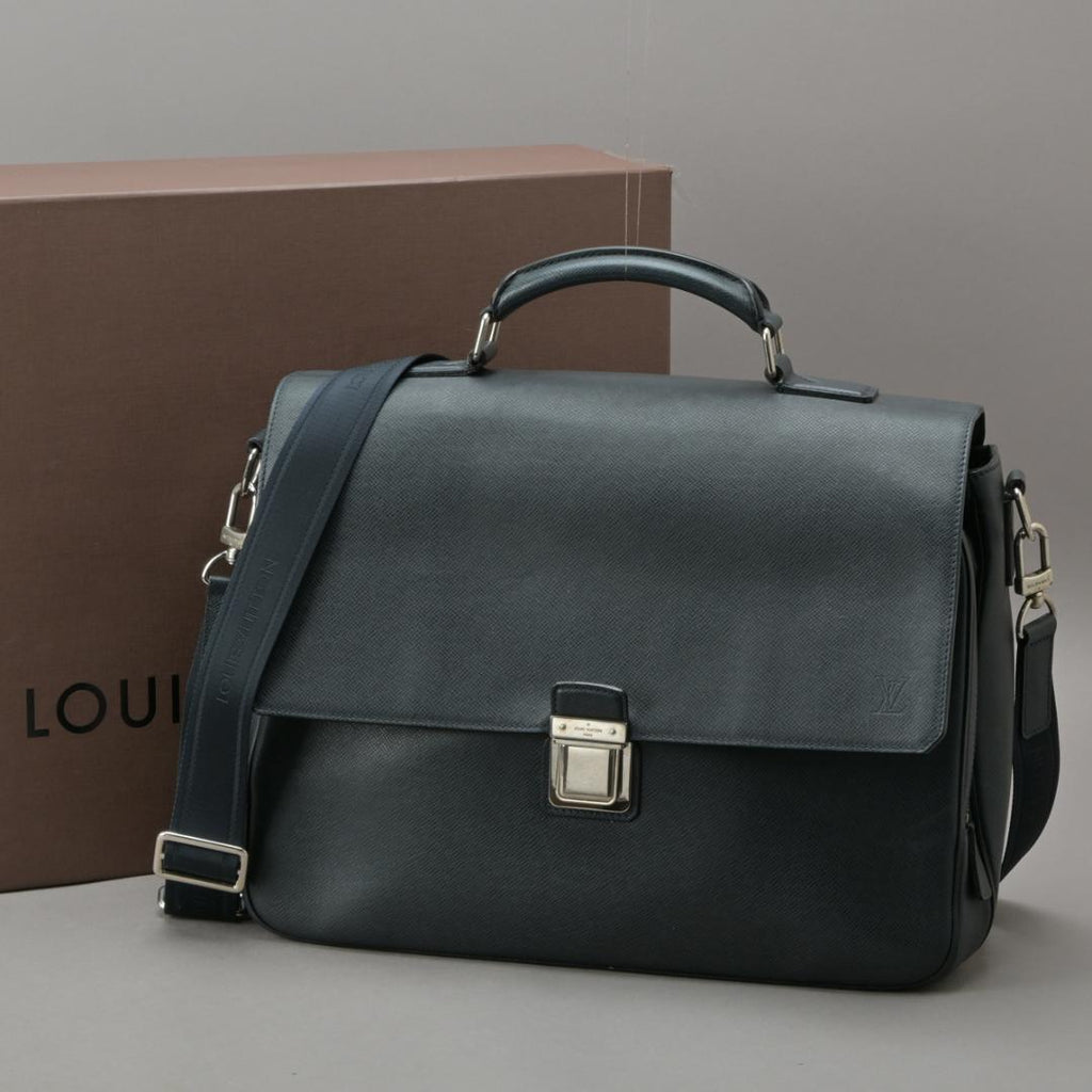Louis Vuitton Vasili GM 2-Way Business Bag Taiga Leather Navy