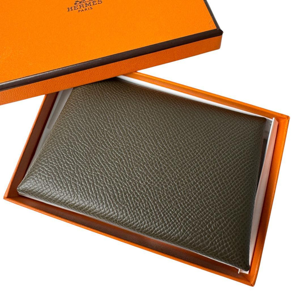 Hermes Calvi Duo Coin Case Vert Roden Epsom