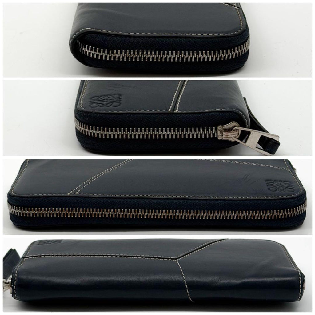 Loewe Anagram Puzzle Zip Around Wallet Leather Navy — view 4