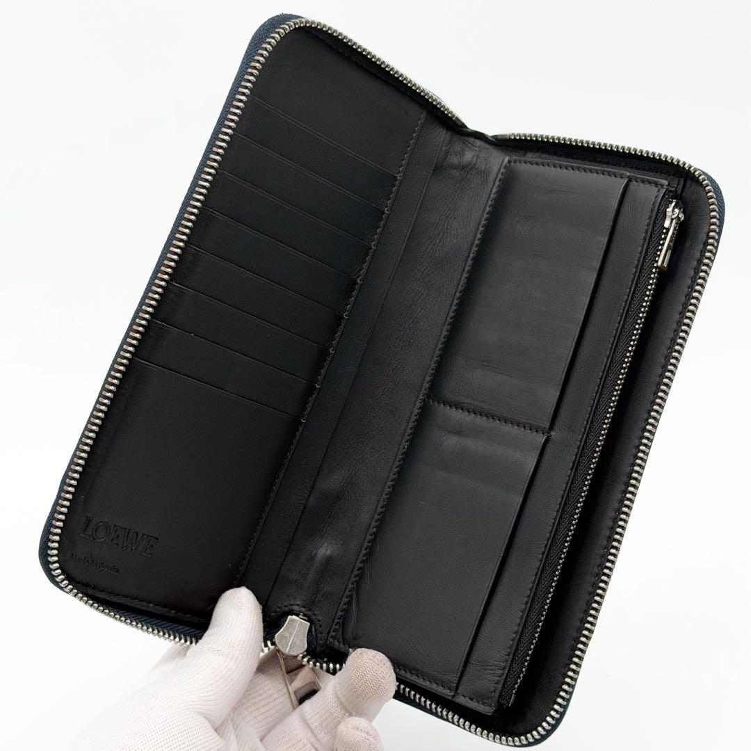 Loewe Anagram Puzzle Zip Around Wallet Leather Navy — view 6