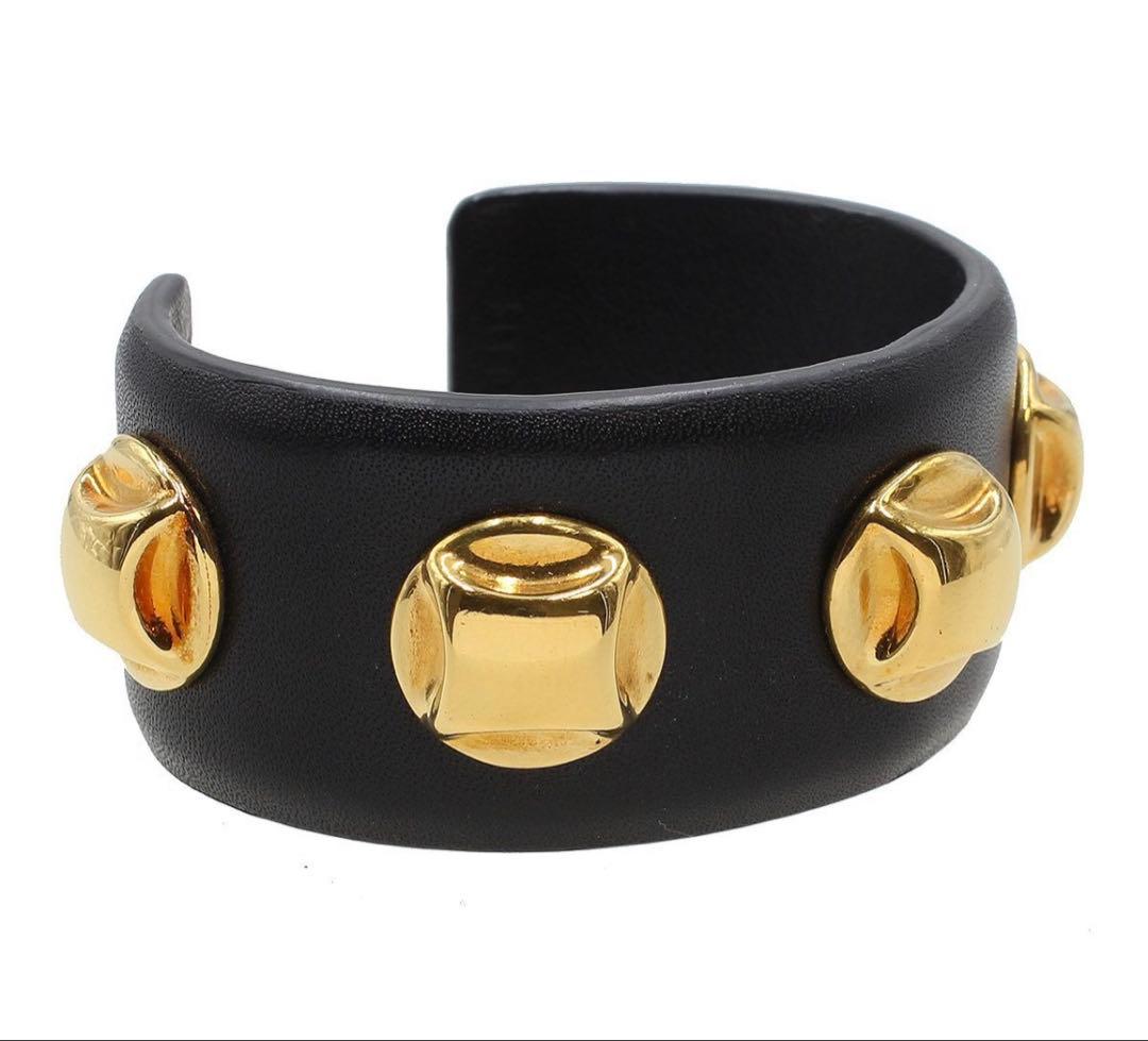 Celine Cru Octagonal Leather Bangle Bracelet — view 3