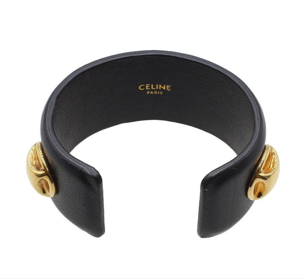 Celine Cru Octagonal Leather Bangle Bracelet — view 4
