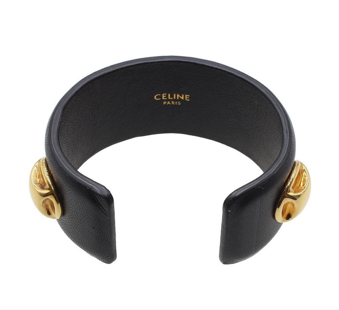 Celine Cru Octagonal Leather Bangle Bracelet — view 4