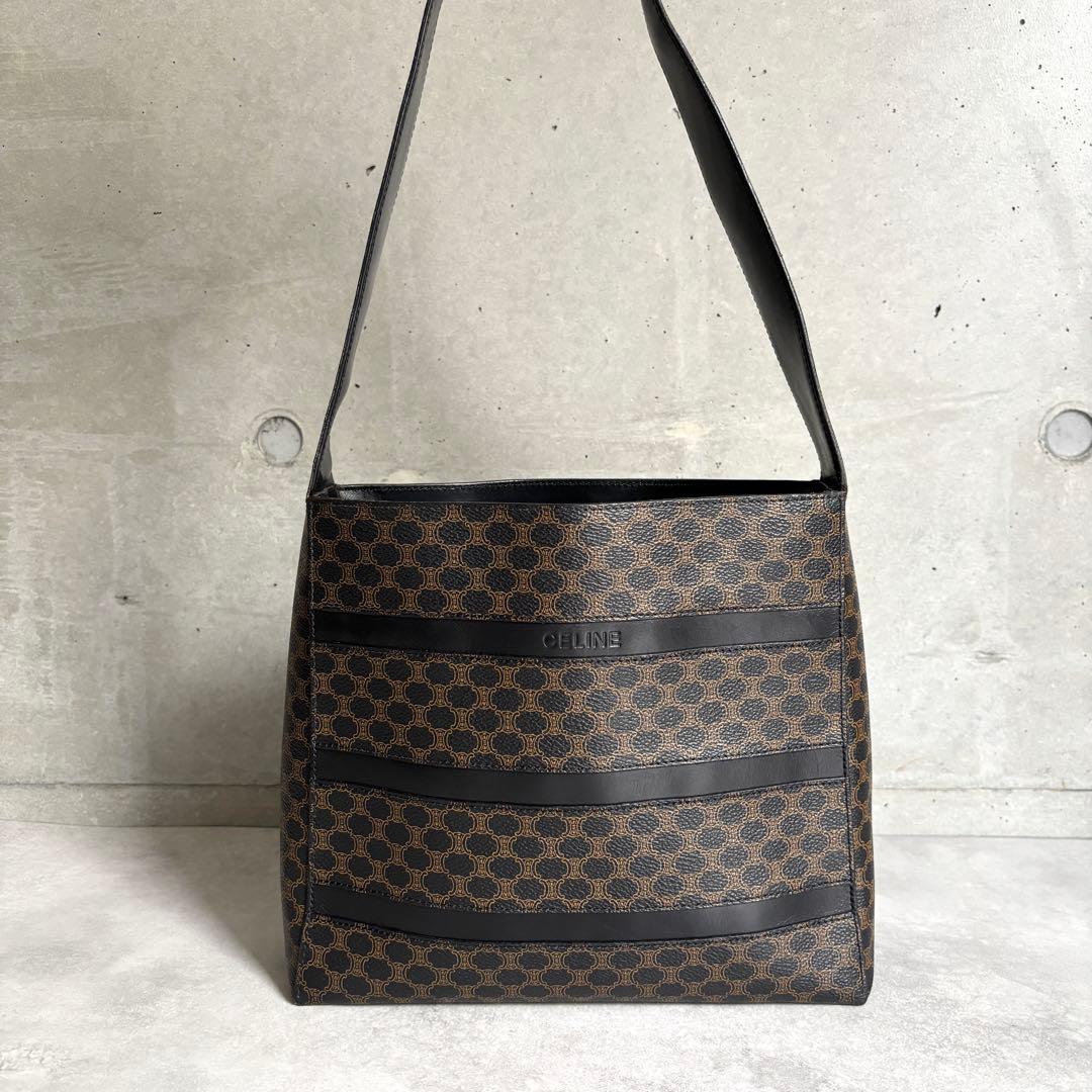 Celine Black Magatum Shoulder Bag Logo