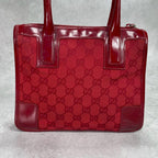Gucci GG Tote Bag Red Canvas Patent Logo — view 3