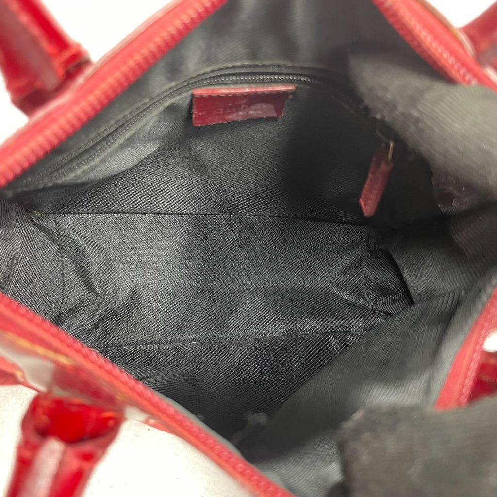 Gucci GG Tote Bag Red Canvas Patent Logo — view 5