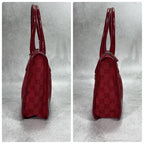 Gucci GG Tote Bag Red Canvas Patent Logo — view 7