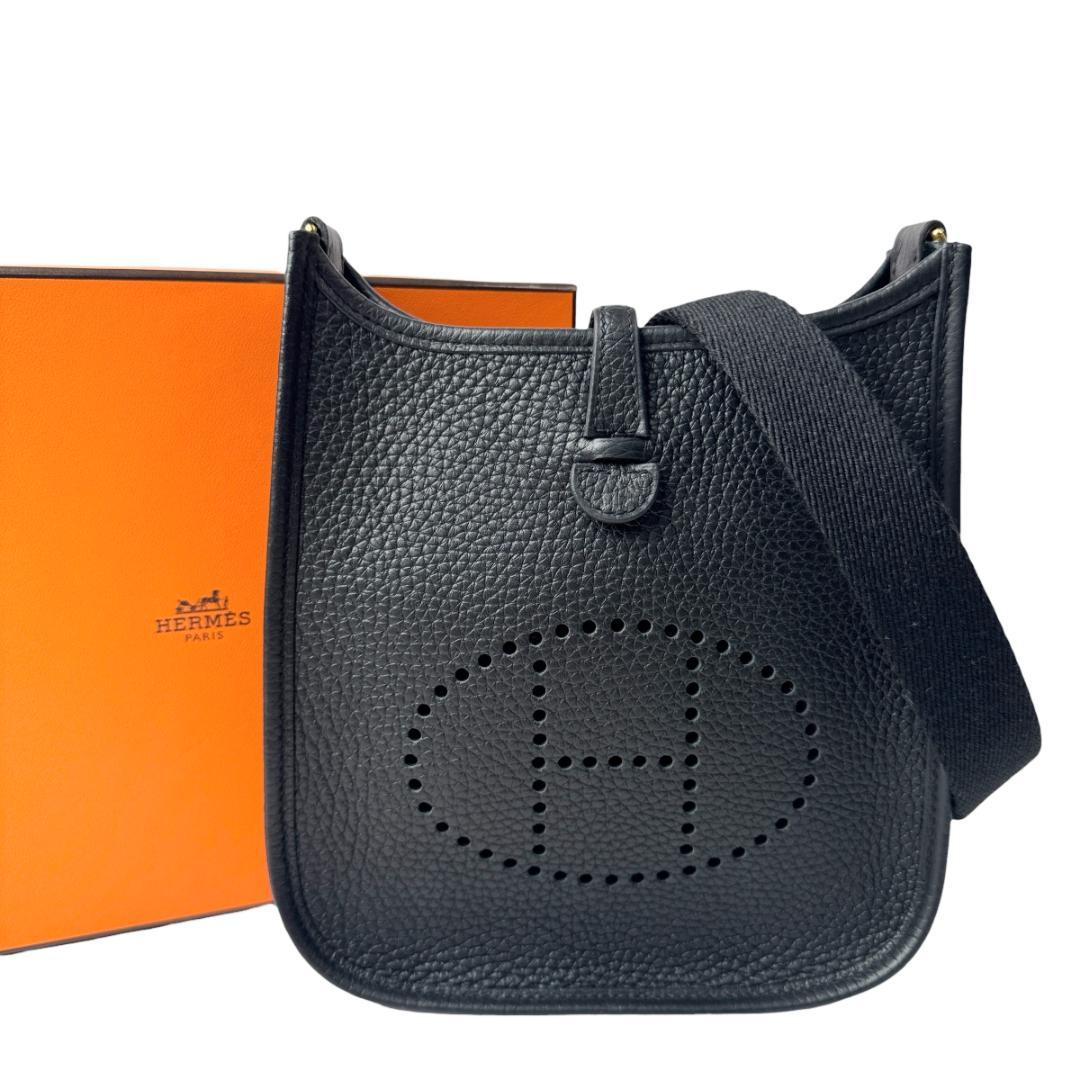 Hermes Evelyne TPM Black Gold Shoulder Bag