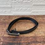 Chanel Leather Silver Buckle Narrow Belt Black — view 3