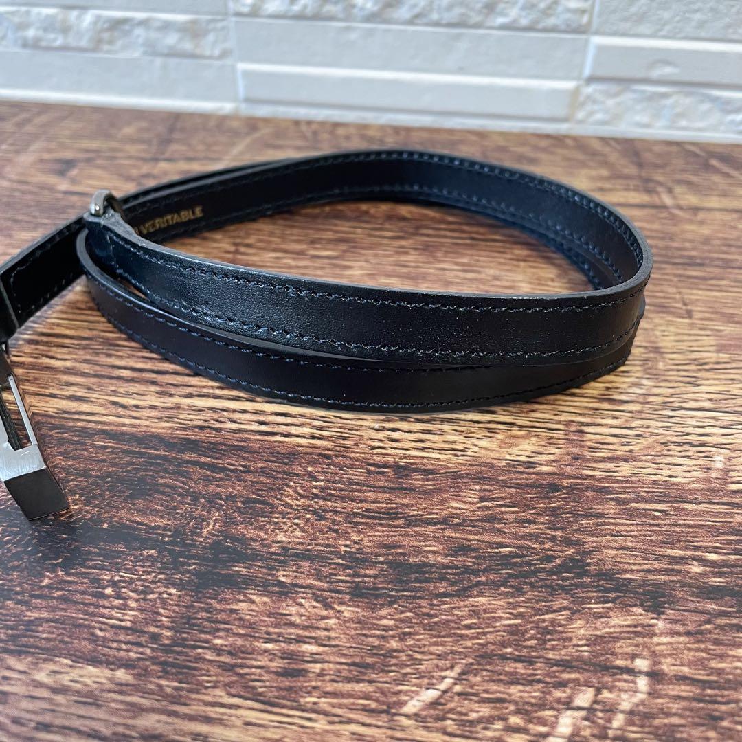 Chanel Leather Silver Buckle Narrow Belt Black — view 4
