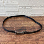 Chanel Leather Silver Buckle Narrow Belt Black — view 5