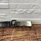 Chanel Leather Silver Buckle Narrow Belt Black — view 6