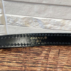 Chanel Leather Silver Buckle Narrow Belt Black — view 8