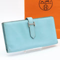 Hermes Bearn Soufflet Wallet Veau Epsom Blue Atoll