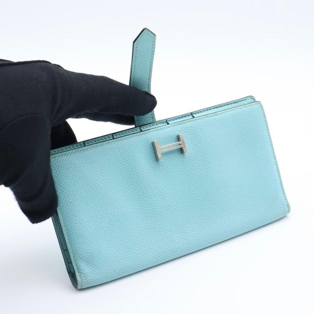 Hermes Bearn Soufflet Wallet Veau Epsom Blue Atoll — view 2