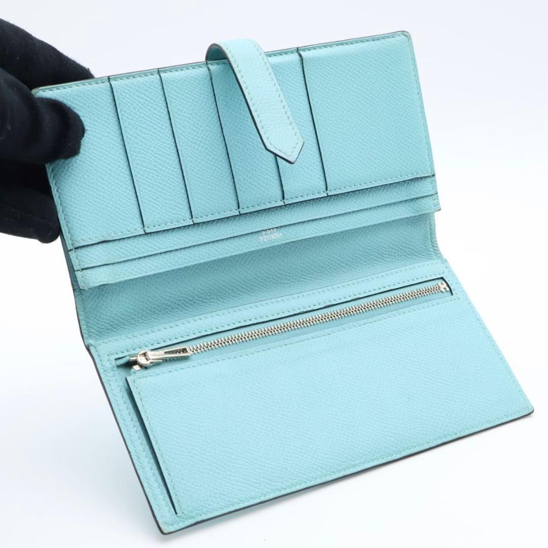 Hermes Bearn Soufflet Wallet Veau Epsom Blue Atoll — view 3