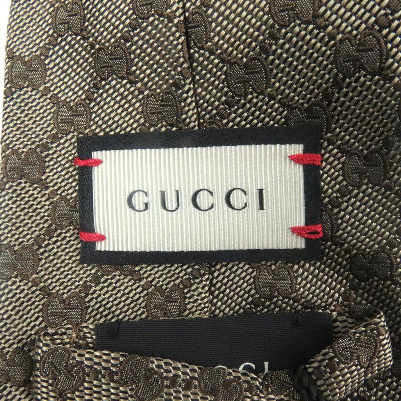 Gucci 100% Silk GG Logo All-over Webline Tie Regular Beige — view 7
