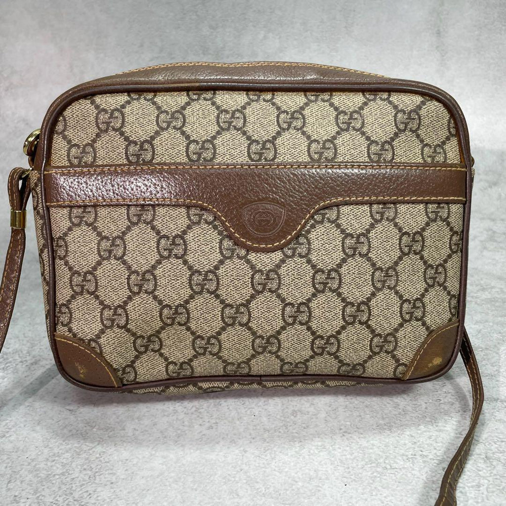 Gucci GG Shoulder Bag Brown Beige Leather Logo — view 2