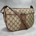 Gucci GG Sherry Line Shoulder Bag Brown Leather